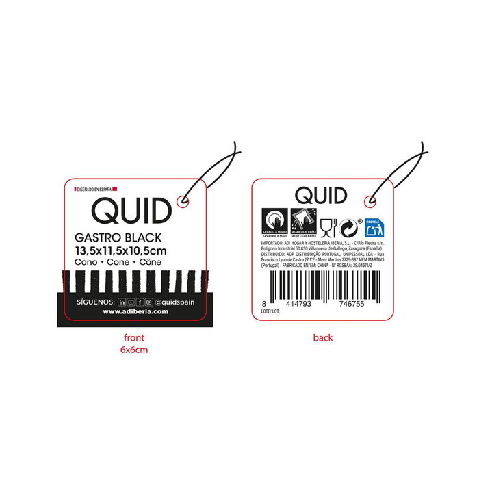 Medio Cono Metal Gastro Black Quid 13,5x11,5x10,5 cm Medio Cono Metal Gastro Black Quid 13,5x11,5x10,5 cm