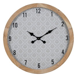Ixia Reloj Natural-Blanco de Madera y Cristal 60 x 60 cm