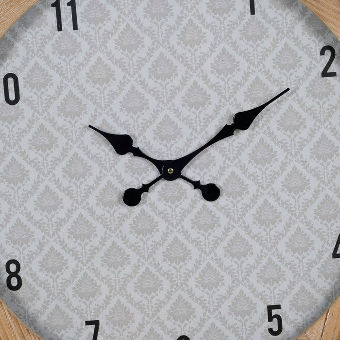 Ixia Reloj Natural-Blanco de Madera y Cristal 60 x 60 cm