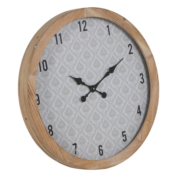 Ixia Reloj Natural-Blanco de Madera y Cristal 60 x 60 cm
