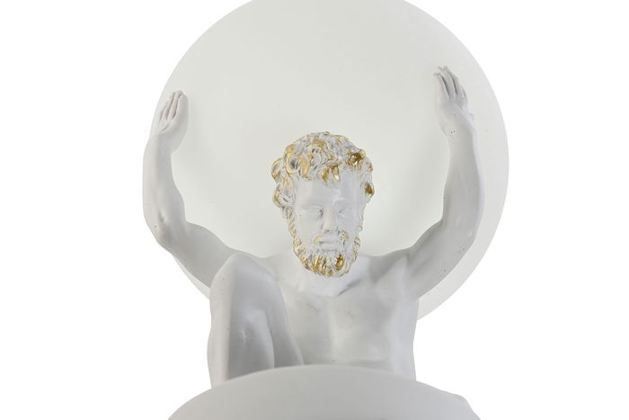 DKD Home Decor Atlas Lámpara Sobremesa Moderno Blanco Dorado 14 x 32 x 14 cm