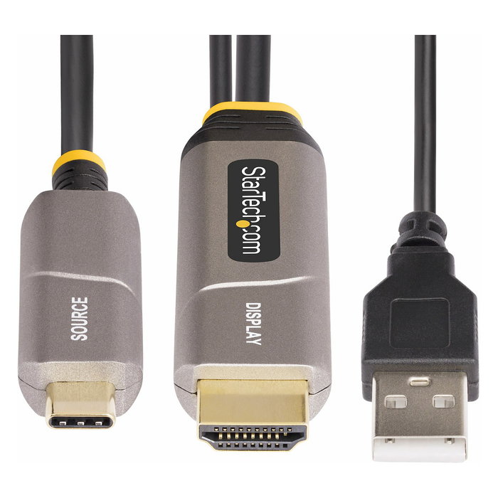StarTech Cable Activo Óptico USB-C a HDMI 2.0 15.2m AOC - Conector USB Tipo C a HDMI Tipo A - 4K 60Hz HDR10 - Negro - 4.5mm - CL3