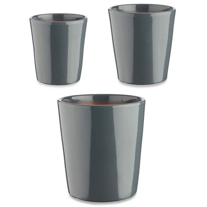 Ibergarden Set de 3 Macetas Cónicas de Cerámica Antracita