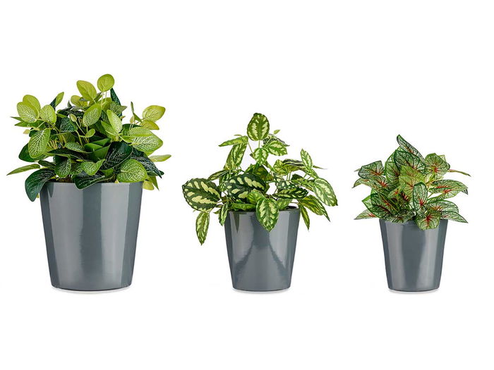 Ibergarden Set 3 Macetas Cónicas de Cerámica Antracita (14 cm, 17 cm, 22 cm) con Material de Arcilla