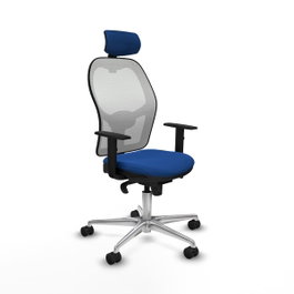 PIQUERAS Y CRESPO Silla de oficina Jorquera con mecanismo Sincro, Azul y Blanco