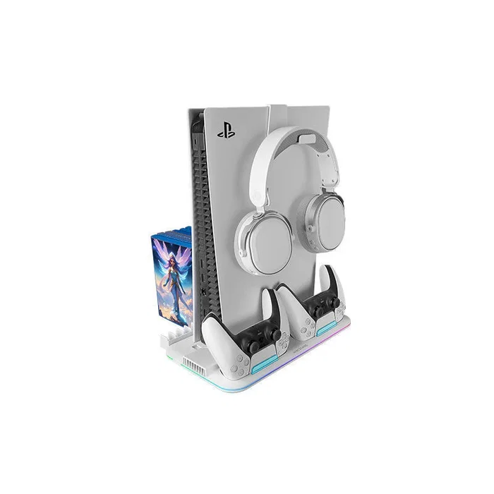 Mars Gaming MPS5-B2 Soporte Multifunción RGB para PS5 con Carga Dual, Refrigeración y Organizador de Juegos - Compatible con PS5 Slim y Digital Edition