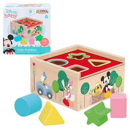 WOOMAX Cubo Formas Madera Mickey Minnie Disney +12 Meses 5 Piezas 13cm