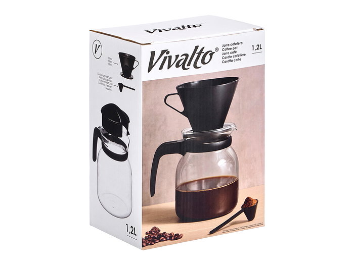 Vivalto Jarra Cafetera Filtro Negra 1.2L 18x23x12.5cm (Set de 12)