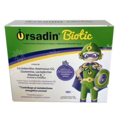 Orsadin Biotic 30 Sticks Complemento Alimenticio Infantil con Lactobacillus rhamnosus GG, Glutamina y Vitamina B12 Sabor Naranja