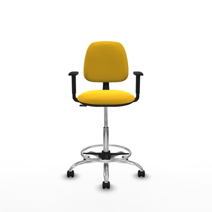 PIQUERAS Y CRESPO Taburete Isso CP similpiel amarillo brazos 1D base cromada PIQUERAS Y CRESPO Taburete Isso CP similpiel amarillo brazos 1D base cromada