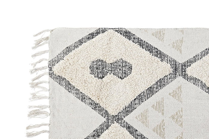 DKD Home Decor Alfombra de Algodón Rombos Beige 120x180x1 cm DKD Home Decor Alfombra de Algodón Rombos Beige 120x180x1 cm