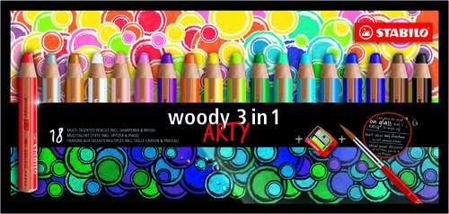 Stabilo Woody 3 en 1 Estuche de 18 Colores con Sacapuntas y Pincel Stabilo Woody 3 en 1 Estuche de 18 Colores con Sacapuntas y Pincel