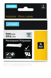 Dymo Rhino-Band Etiquetas de Poliéster Industriales 9 mm x 5.5 m Negro/transparente