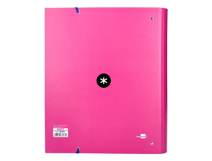 Antartik Carpeta con Recambio A4 Cuadro 5mm, Anillas 40mm Redondas, Solapa, Rosa
