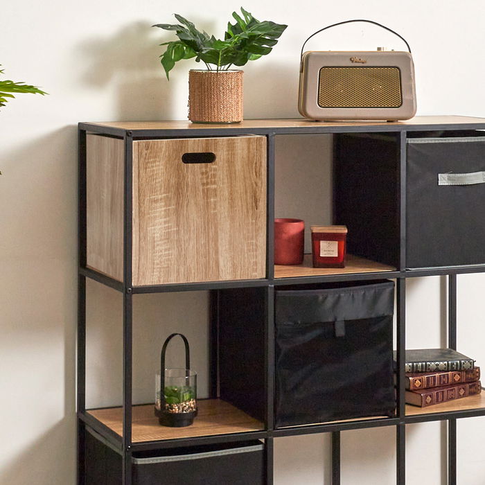 Home Deco Factory Cesta Orden Madera Industriel 30x30 cm