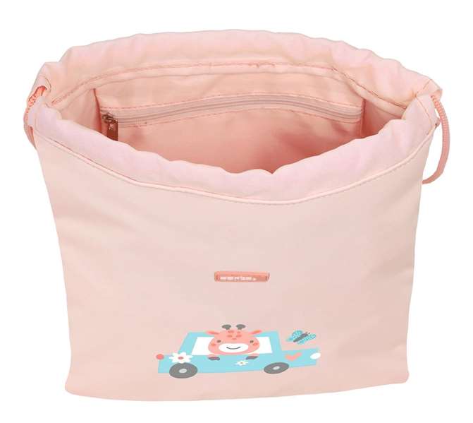 Bolsa Mochila con Cuerdas Safta Jirafa Coral 26 x 34 x 1 cm