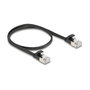 DeLOCK Cable de parcheo plano RJ45 Cat.6A U/FTP 0,5 m Negro