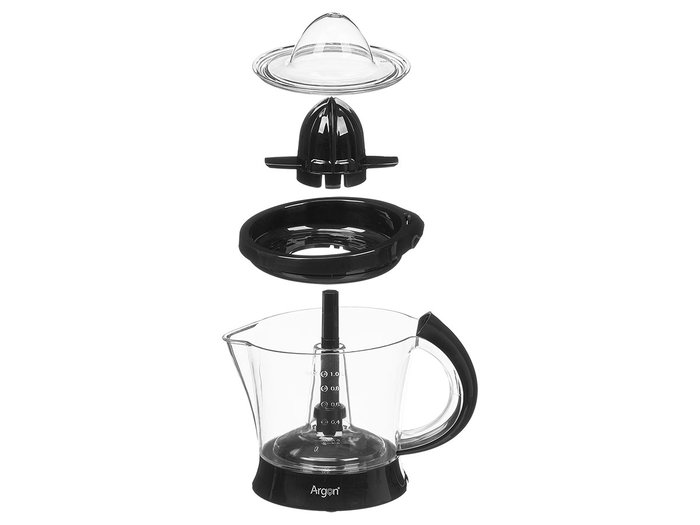 Argon Exprimidor de Cítricos Negro con Asa Cónico, 1 Litro, 40W, Dimensiones 22x21.5x15 cm (Set de 6)
