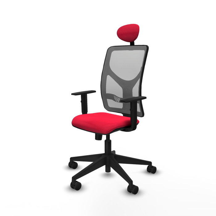 PIQUERAS Y CRESPO Silla de oficina Motilla con mecanismo Sincro, Tela Roja y Malla Gris