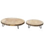KSD Set de 2 Bandejas de Madera Redondas con Pies de Hierro