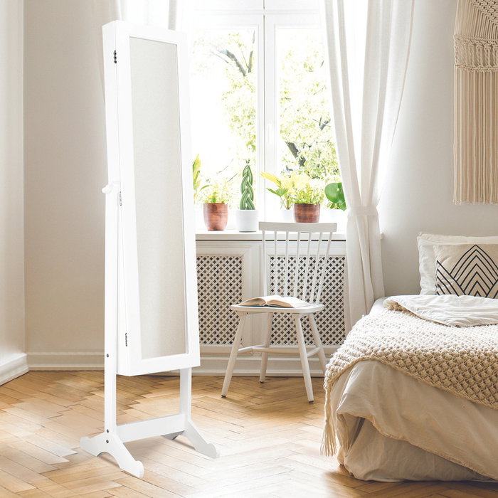 Home Deco Factory Armario Joyero De Pie Con Espejo Verona Repisas Cajones Ganchos 37.5x34x145 Cm
