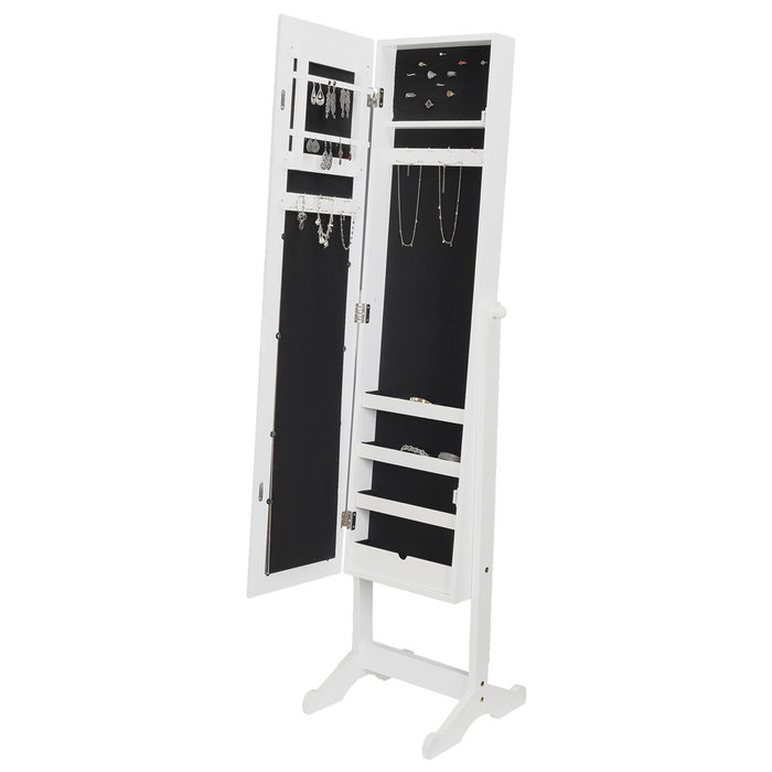 Home Deco Factory Armario Joyero De Pie Con Espejo Verona Repisas Cajones Ganchos 37.5x34x145 Cm