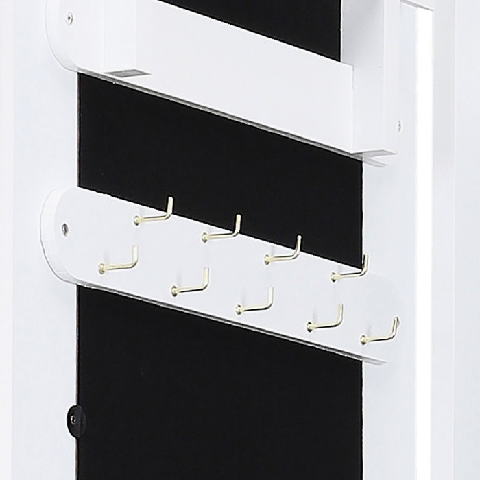 Home Deco Factory Armario Joyero De Pie Con Espejo Verona Repisas Cajones Ganchos 37.5x34x145 Cm