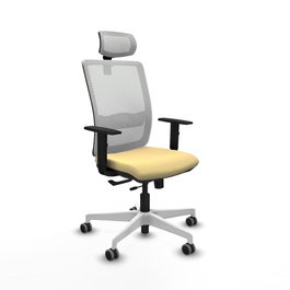 PIQUERAS Y CRESPO Silla de oficina Haches con mecanismo Sincro/Traslack, Crema y Blanco