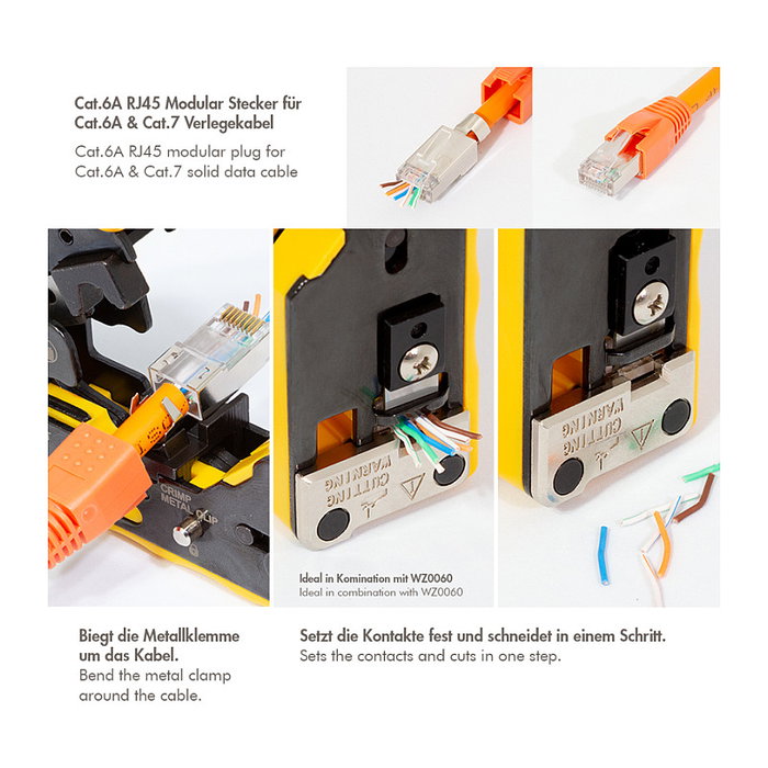 LogiLink Pack de 10 conectores modulares RJ45 Cat.6A STP pass through