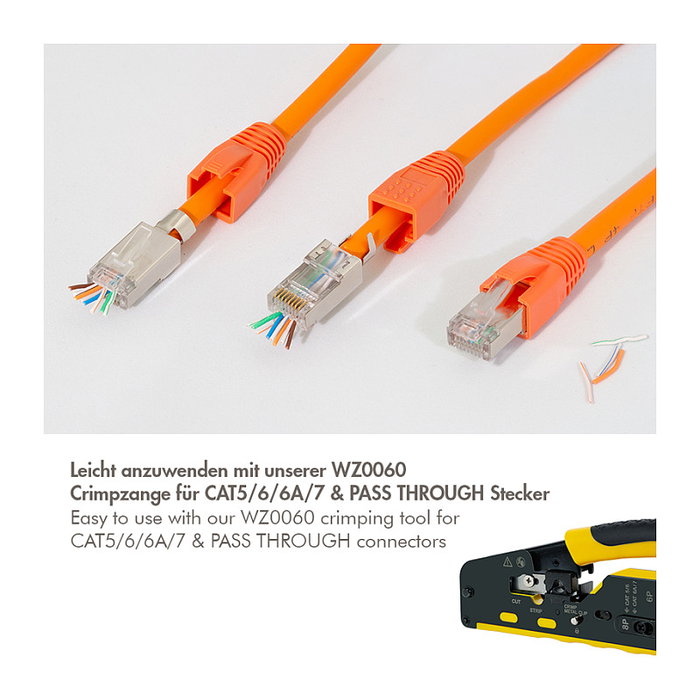 LogiLink Pack de 10 conectores modulares RJ45 Cat.6A STP pass through