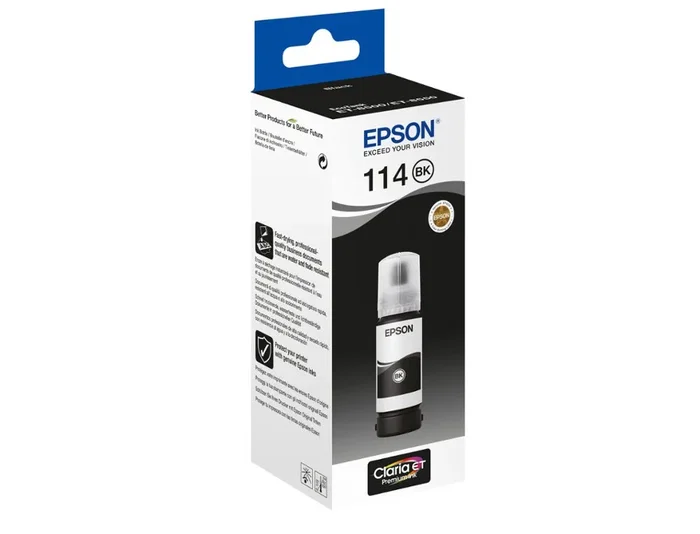 Epson T114 Botella de tinta negra de pigmento 70 ml para EcoTank ET-8500 / ET-8550 Epson T114 Botella de tinta negra de pigmento 70 ml para EcoTank ET-8500 / ET-8550