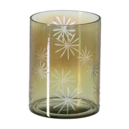 Ixia Portavelas Verde Cristal Grabado 15 x 15 x 20 cm