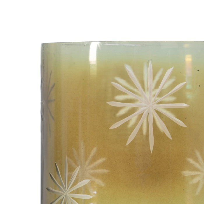 Portavelas Verde Cristal Decoración 15 X 15 X 20 cm