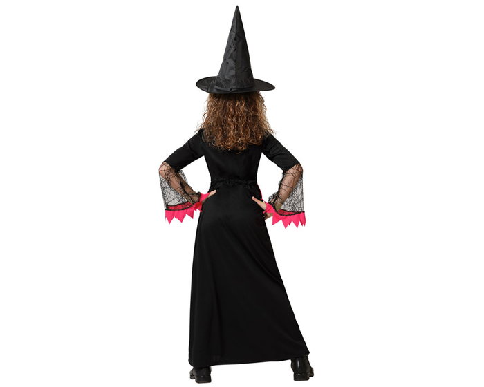 Disfraz Infantil De Bruja Con Traje Largo Rosa Y Sombrero 7-9 Años Disfraz Infantil De Bruja Con Traje Largo Rosa Y Sombrero 7-9 Años
