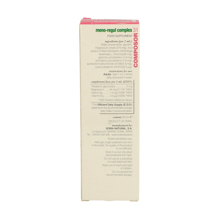 Soria Natural Composor 31 Meno-Regul Complex Fórmula XXI 50 ml