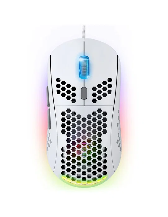 Spirit of Gamer PRO-M4 ARTIC Ratón de Juego Óptico para Mano Derecha, Blanco, 12800 DPI, 6 Botones, USB Tipo A, Cable 1.75m