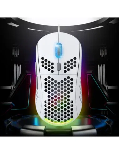 Spirit of Gamer PRO-M4 ARTIC Ratón de Juego Óptico para Mano Derecha, Blanco, 12800 DPI, 6 Botones, USB Tipo A, Cable 1.75m