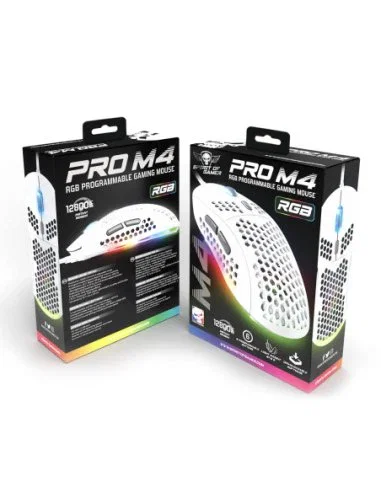 Spirit of Gamer PRO-M4 ARTIC Ratón de Juego Óptico para Mano Derecha, Blanco, 12800 DPI, 6 Botones, USB Tipo A, Cable 1.75m