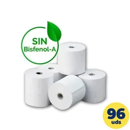 Caja de rollos de papel térmico genérico 80x55mm BPA free, 96 unidades