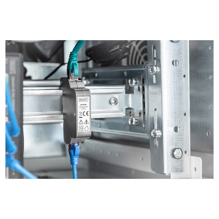 Digitus DN-95421 Protector de Sobretensión PoE RJ45 Montaje en Riel DIN Gris IP40 Zinc 115g