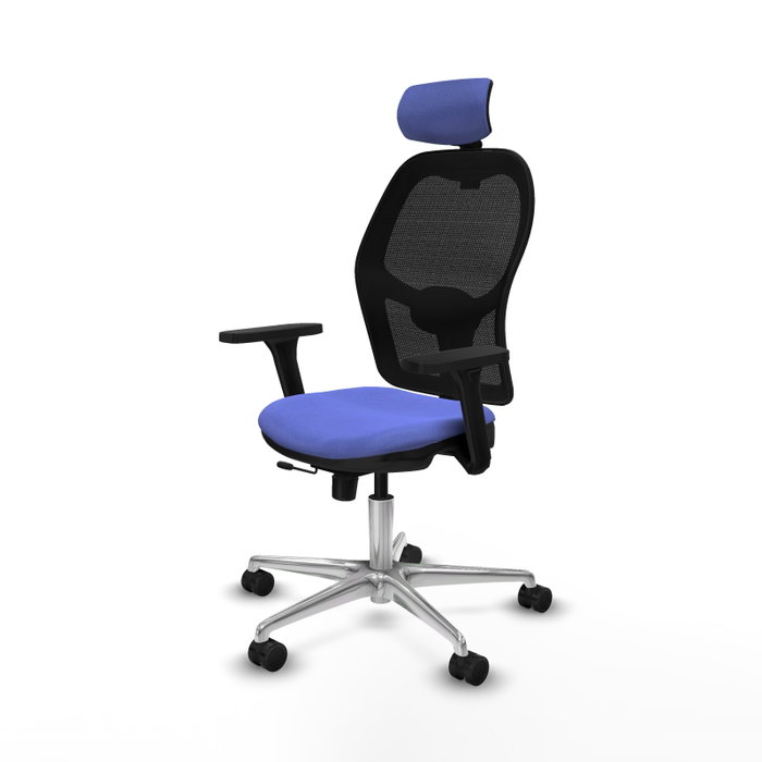 PIQUERAS Y CRESPO Silla de oficina Jorquera con mecanismo Sincro/Traslack, Azul claro y Negro