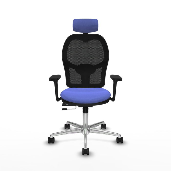 PIQUERAS Y CRESPO Silla de oficina Jorquera con mecanismo Sincro/Traslack, Azul claro y Negro