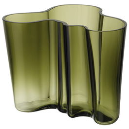 Iittala Jarrón Alvar Aalto Moss Green Cristal Soplado Altura 16 cm (2 Unidades)