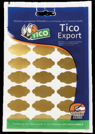 Tico E-GL-3619 Paquete 10 Hojas Etiquetas Satinadas Oro 36x19 mm (21 Etiquetas/Hoja)