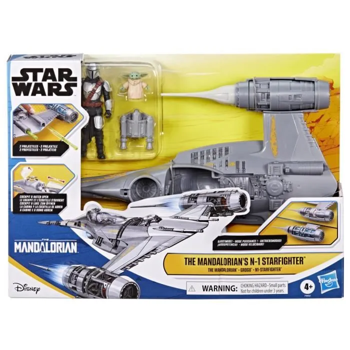 Hasbro Star Wars La nave Mandalorian's N-1 Starfighter con figuras de Grogu y Mandalorian de 10 cm, juguete para niños a partir de 4 años