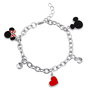 Disney Pulsera Charm Mickey & Minnie Corazón Rojo Esmaltado