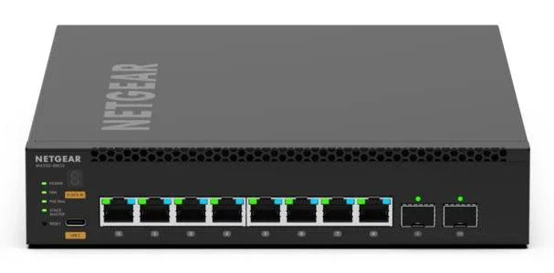 NETGEAR MSM4310 Conmutador Gestionado Capa L3, 8 Puertos 2.5G Ethernet (100/1000/2500), PoE, Montaje en Rack 1U, Negro
