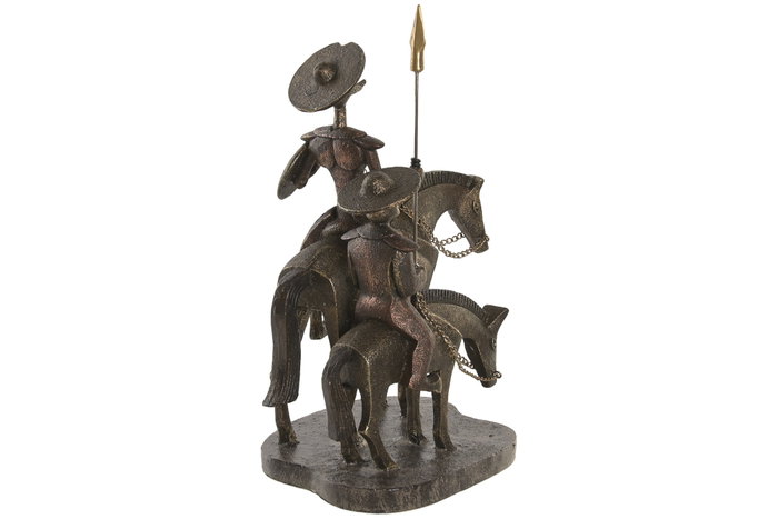 DKD Home Decor Figura de Resina Quijote / Sancho Panza sobre Caballo en Bronce DKD Home Decor Figura de Resina Quijote / Sancho Panza sobre Caballo en Bronce