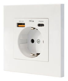 NANOCABLE BASE ENCHUFE PARED SCHUKO USB-A+USB-C, BLANCO