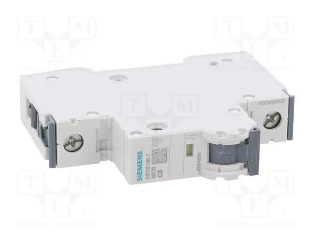 SIEMENS 5SY6106-7 Interruptor magnetotérmico 6A 1P 6kA SIEMENS 5SY6106-7 Interruptor magnetotérmico 6A 1P 6kA